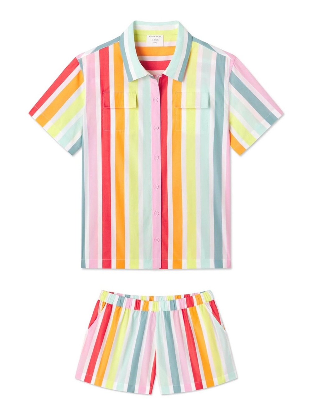 LAKE x ATLANTIC PACIFIC Sadie Pajama Set Rainbow Stripe Cotton Size Medium